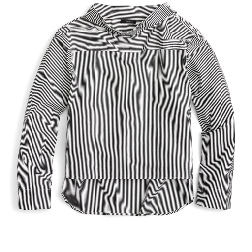 J.Crew Funnelneck striped shirt 00 black and white